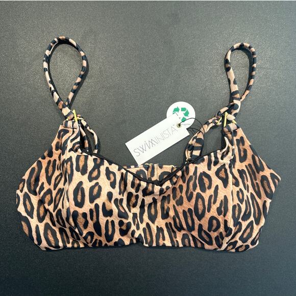 NWT Swiminista Leopard Print Bikini Top – Size Medium, Adjustable Straps - Picture 1 of 4